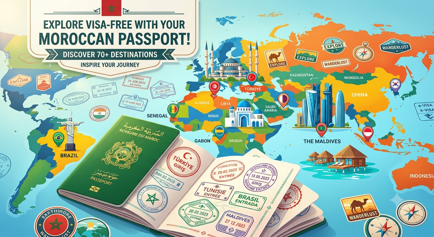 Pays sans visa pour les Marocains 2026 - Destinations accessibles avec passeport marocain